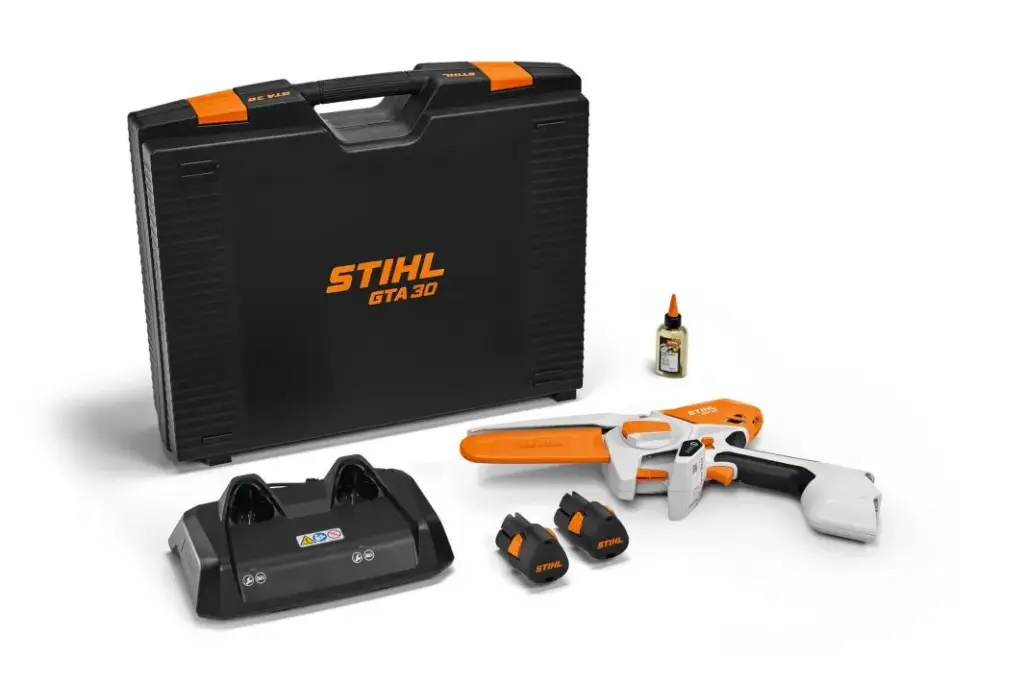 Stihl Kettingzagen GTA 30, MET 2X AS 2 ACCU EN AL 5-2 LADER